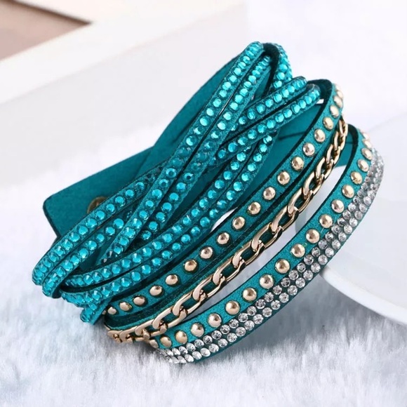 Teal Braided Double Wrap Bracelet - Picture 2 of 2